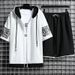 Men's Clothing Spring And Summer Cardigan Sweater Suit Youth Hooded Casual Sportswear Two Piece Set_viptrois.com