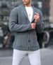 Men's Casual Knit Cardigan – Single-Breath Button Front Coat With Notch Lapel (S-3XL, Charcoal/Black/Olive/Beige)_viptrois.com