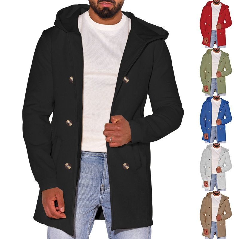 Loom Loom European And American Hooded Trench Cross-Border Export Autumn Winter Hot Sale Personalized Woolen Coat Double-Breasted_viptrois.com