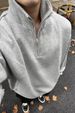 CleanFit Half-Zip Stand Collar Sweatshirt – Minimalist Oversized Pullover For Men (Black/Grey)_viptrois.com