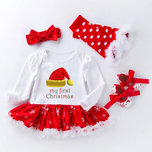 Christmas Baby Snowflake Long Sleeve Romper Set For Girls 0-24 Months, Soft Cotton Infant Dress, Holiday Outfit (Santa, Reindeer, Snowman Designs)_viptrois.com