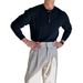 Pure European Plus Size Henry Collar Long Sleeve Knitted Sweater Men's Slim Fit Business T-Shirt Cross-Border Wholesale_viptrois.com