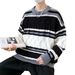 Autumn And Winter Color Blocked Men, Trendy Brand Knitted Round Neck Sweater For Teenagers, Thick Bottom Warm Thread_viptrois.com