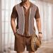 Men's Clothing Cool Silk Jacquard Two Piece Knitted Sweater Casual Polo Shirt Suit_viptrois.com