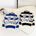 Warm Kids Winter Sweater Set - Thick Long Sleeve Round Neck Pullover For Boys & Girls - Cozy Casual Outfit (Blue, Black)_viptrois.com