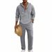 Men's Linen Hoodie And Lounge Pants Set | Relaxed Fit Long Sleeve Hooded Outfit For Spring Autumn Comfort_viptrois.com