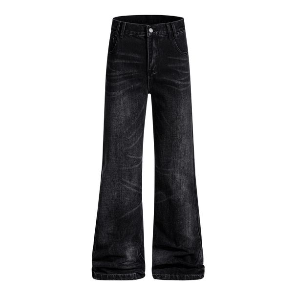 Vibe Style Hippie Niche Washed Denim Pants Men's Street Fashion Vintage Loose Wide-Leg Flared Trousers_viptrois.com