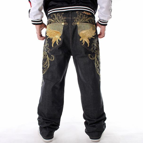 Men's Clothing embroidered hip hop jeans men's trend HIPHOP street dance casual loose plus fat plus size skateboard pants_viptrois.com