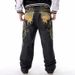 Men's Clothing embroidered hip hop jeans men's trend HIPHOP street dance casual loose plus fat plus size skateboard pants_viptrois.com