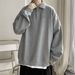 "Men's Heavyweight Solid Color Hooded Sweatshirt - Oversized Casual Pullover For Autumn & Winter, Grey & Black Options"_viptrois.com