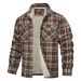 Men's Clothing Fleece-Lined Plaid Shirt Jacket – Oversized Flannel Coat For Men (Green/Khaki/Navy, S-5XL)_viptrois.com