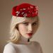 New retro British felt turban hat for women church derby headdress with flower dot diamond ladies soft beret_viptrois.com