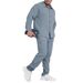 Men's Summer Casual Suit Set – Lightweight Poly-Cotton Blend, Long Sleeve Shirt & Relaxed Pants (S-XXXL, Navy/White/Black/Olive/Gray)_viptrois.com