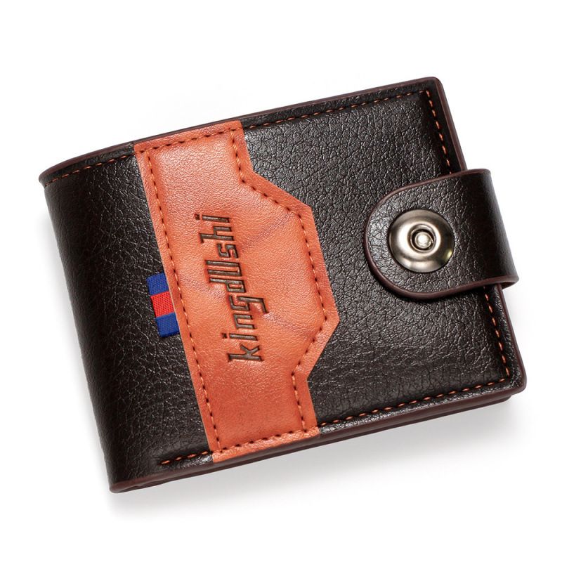 Wallet Card Cases Short Men's Wallet Multifunctional Horizontal Magnetic Buckle ID Card Holder Coin Purse Business Three Fold Leather Case Soft Wallet_viptrois.com