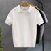 Men's Clothing Summer New Short Sleeved Sweater Men's High End Business Style Polo Shirt V Neck Slim_viptrois.com