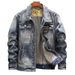 Men's Clothing Vintage Men's Denim Jacket – Retro Loose Fit Biker Style Coat, Light Blue, Comfortable Cotton Blend (Sizes M-4XL)_viptrois.com