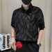 Men's Short Sleeved Trendy Brand Handsome Ice Silk Shirt_viptrois.com