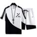 Men's Clothing Waffle Casual Suit Men's Summer Youth Large Size Men's Sports Short Sleeved Shorts Set 1/2 Piece_viptrois.com