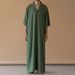 Men's Clothing Muslim Robe Men's V Neck Short Sleeved Pocket Pajamas Thobe_viptrois.com