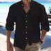 Men's Clothing Linen Button Down Shirt Beach Shirt Long Sleeved Plain Stand Up Collar Casual Shirts_viptrois.com