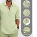 Men's Clothing Half Sleeved Shirt Summer Solid Color Lapel Business Casual Cotton Half Cardigan_viptrois.com