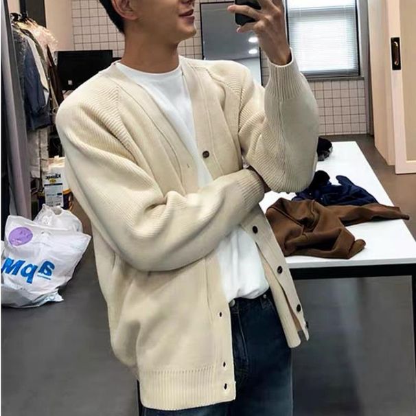 New Winter Sweater For Men, Casual Trend, Loose Fitting Pullover, Autumn Solid Color, Youthful Fashion, Knitted Sweater,_viptrois.com