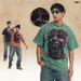 American-style Washed Distressed Short-sleeve Portrait Print T-shirt For Women, Oversized And Loose-fitting_viptrois.com