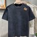 Men's Clothing New Summer Fashion Trendy Men's Tie Dye Short Sleeved T Shirt With Round Neck Design, Simple And Versatile Top With Pocket Square_viptrois.com
