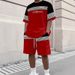Men's 3D Digital Print T-Shirt & Shorts Set With Summer Gradient Letter Pattern, Trendy Two-Piece Outfit_viptrois.com