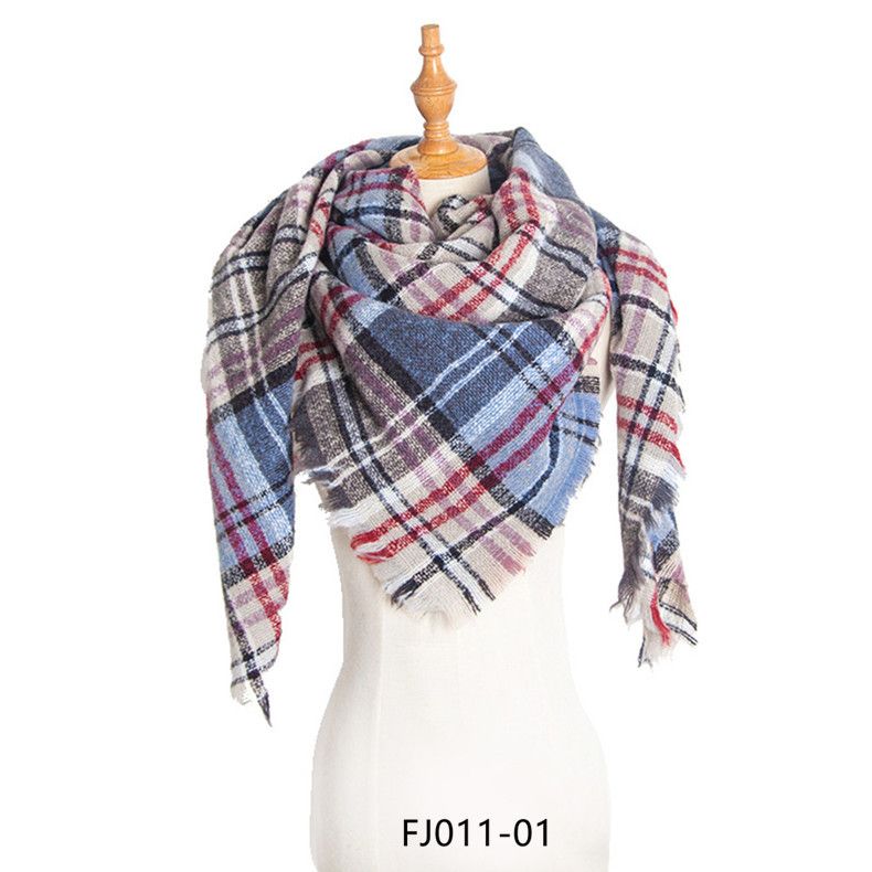 Unisex Shawl small checkered square scarf Women's bib blanket shawl_viptrois.com