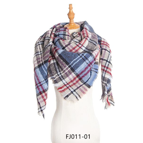Unisex Shawl small checkered square scarf Women's bib blanket shawl_viptrois.com