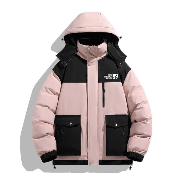 Cross Border Men's Outdoor Workwear Jacket Down Cotton Jacket Men's Winter Loose Hooded Cotton Jacket Print 001_viptrois.com