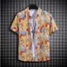 Men's Clothing Loose Short Sleeved Floral Shirt Beach Shirt Handsome Tops Men's Clothing_viptrois.com
