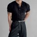 Henry Collar Slim Fit Knitted Short Sleeved T Shirt For Men 2025 Summer New Style Light Mature Style Business Commuting All Match T Shirt_viptrois.com