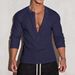 Men's Athletic Polo Shirt – Vertical Stripe Design, Breathable Cotton Blend, Stand Collar & Long Sleeves For Sports & Casual Wear_viptrois.com