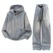 "Men's College Style Hooded Sweatshirt Set – Loose Fit Casual Cardigan & Pants – Black/Gray/White"_viptrois.com