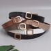 Korean style simple and versatile square buckle cowhide belt for women, decorative jeans, jacket, fashionable and casual waist belt_viptrois.com