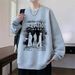 Trendy Oversized Pullover Hoodie For Teens - Casual Long Sleeve Graphic Sweatshirt For Boys (Black/White/Gray)_viptrois.com