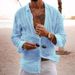 Men's Clothing New Cotton And Linen New Men's Long Sleeved Shirt Solid Color Lapel Casual Style Shirt_viptrois.com