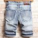 Men's Clothing Men's Trendy Distressed Patchwork Frayed Tassel Denim Shorts Slim Fit Stretchy Five Point Retro Versatile Riding Breeches_viptrois.com