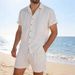 Men's Casual Vacation Beach Shirt Cross Border European American Style Versatile Short Sleeved Suit for Everyday Wear_viptrois.com