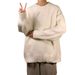 New round neck sweater for men in autumn and winter, loose solid color knit sweater, casual, simple and versatile thread jacket_viptrois.com