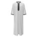 Men's Clothing New Muslim Mid Sleeve Embroidery National Style Moroccan Men's Robe Side Pockets_viptrois.com