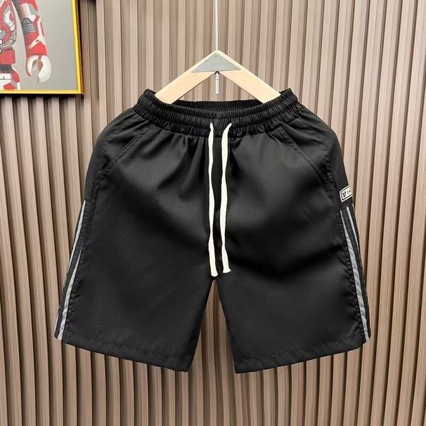 Fashionable Casual Ice Silk Five Point Shorts For Men Summer Thin Style Trendy Sports Mid-Length Cargo Breeches_viptrois.com
