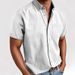 Men's Clothing Lapel Solid Color Pocket Single Breasted Shirt Short Sleeve Washed Shirt Tops_viptrois.com