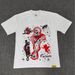 Skull Angel Spider Graffiti Print Short Sleeve T-shirt Men Loose Crew Neck Cotton Vintage Streetwear Casual Tee_viptrois.com