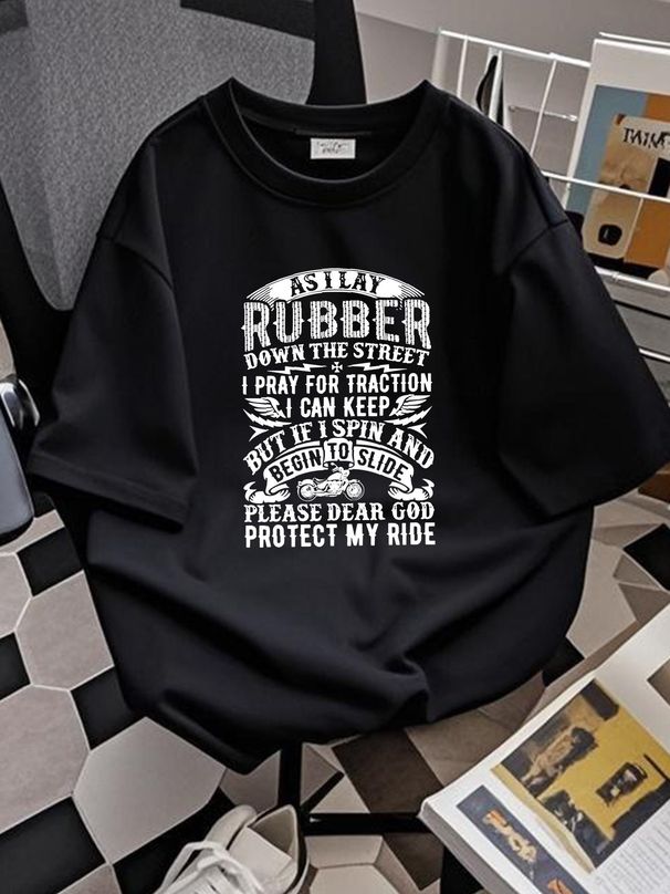 As I Lay Rubber Down The Street I Pray For Traction Print Back Side T Shirt Designer Clothes Streetwear Summer Casual Comfortable Graphic_viptrois.com