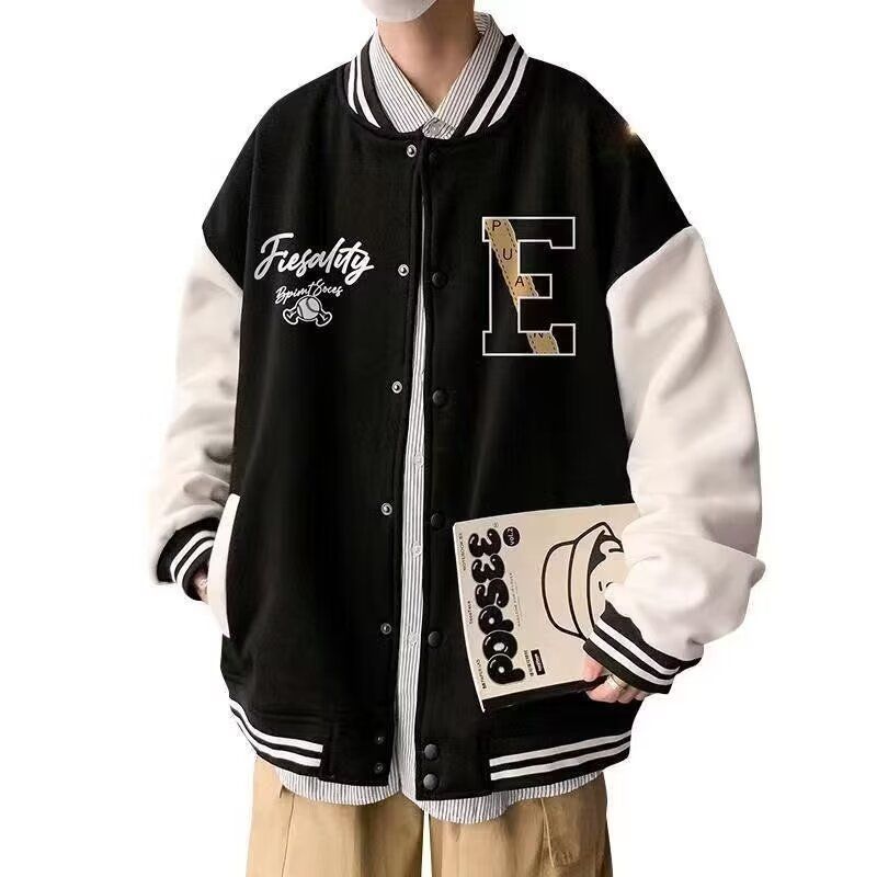 Autumn American Retro Cardigan Jacket Jacket Men's New Loose Baseball Uniform Versatile Casual Jacket Men_viptrois.com