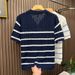 Men's Polo Shirt Turn Down Collar Short Sleeve Breathable Striped T-Shirt Heavyweight Style Top Cool Edgy Look_viptrois.com