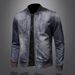 Men's Denim Jacket Retro Slim Fit Stand Collar Zip-Up Workwear Coat For Motorcycle Riding & Casual Wear (Blue, S-3XL)_viptrois.com
